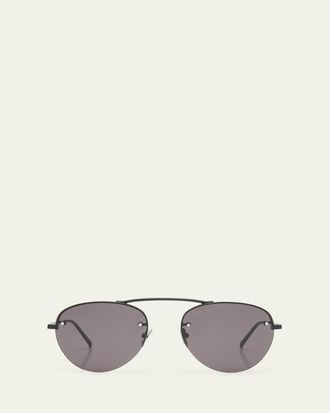 Saint Laurent Curved Zinc Alloy Aviator Sunglasses