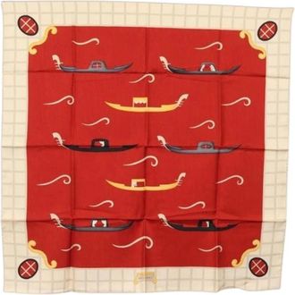 Bulgari Pre-owned Vintage Zijden Sjaal - Dames - Vintage Accessoires - Rood - ONE Size - Vintage