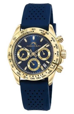 Porsamo Bleu Womens Alexis Chronograph Sport Blue Silicone Watch, 37mm in Gold/Blue at Nordstrom Rack