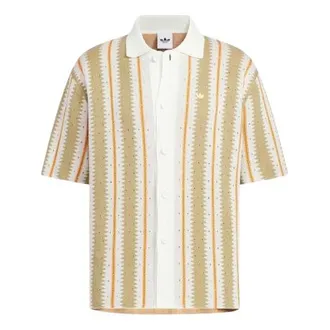 adidas Resort Crochet Polo Knit Beige White KE5834