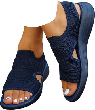 Generic Orthopedic Sandals for Women Comfy Sports Knit Sandals Mesh Soft Sole Womens Shoes Washable Slingback Sandal Summer Breathable Orthopedic Slide