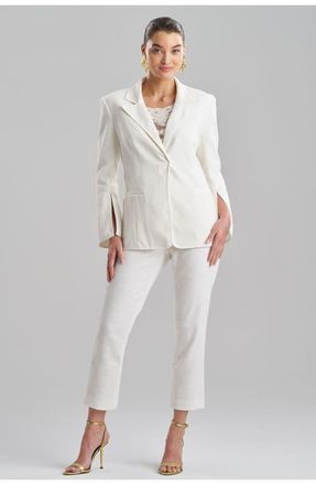 Natori Seamed Basketweave Slit Cuff Jacket in White at Nordstrom, Size 12
