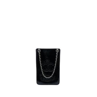 Chanel Pre-owned Patent Leather Phone Case - Dames - Pre-owned - Zwart - Maat: ONE Size Leer