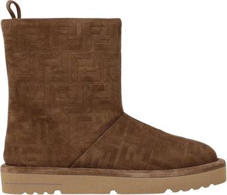 Fendi Schoenen, Dames, Bruin, 40 EU, Suède, Bruine Suède Enkellaarsjes