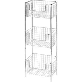 mDesign Steel Freestanding 3-Tier Storage Organizer Tower Rack - Chrome at Nordstrom