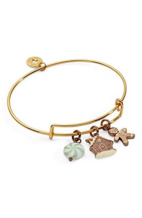 Alex and Ani Pink Christmas Multi-Charm Brangle Bracelet in Gold at Nordstrom