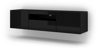 AKL FURNITURE Mueble para TV efecto madera Negro