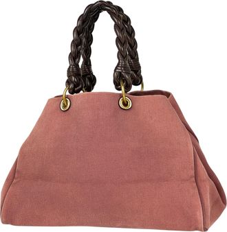 Bottega Veneta Pink Canvas Shoulder Bag Tote Bag (Pre-Owned)