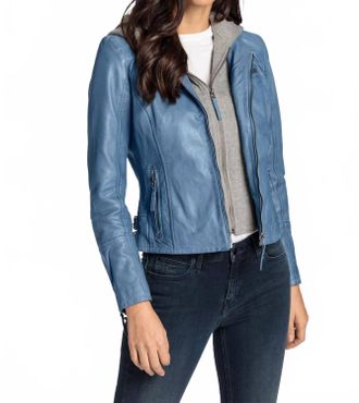 Mauritius Nola Regular Fit Leather Jacket In Atlantic Blue