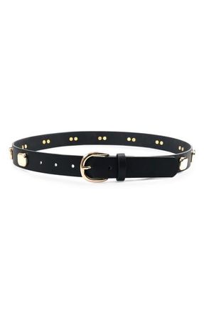 Petit Moments Studded Buckle Belt in Black/Gold at Nordstrom, Size X-Large
