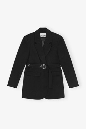 Ganni Black Bonded Crepe Blazer - Size 10/12