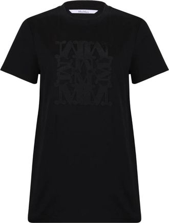 Max Mara Bravo T-shirt met logo-borduursel - Dames - T-shirts - Zwart - S - Katoen - Tops