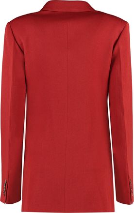 Victoria Beckham Womens Double-Breasted Wool Blazer Red Polyester Blazers Jacket