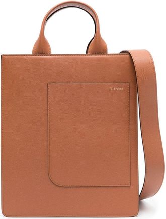 Valextra mini Boxy leather tote bag - unisex - Calf Leather - One Size - Brown