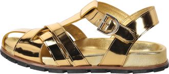 Dries Van Noten visserssandalen in metallic goudkleurig leer