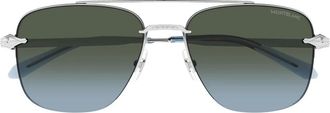 Montblanc Mb 0513S Zonnebril - Heren - Zonnebrillen - Grijs - 57 MM - Nylon - Accessoires