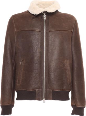 STEWART Shearling Jacket With Shirt Collar Closed With A Strap And Buckle, Double Slider Front Zip Closure, 2 Side Pockets With Zip, Rib Knit Bottom And Cuffs