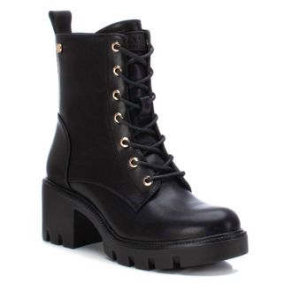 Xti Womens Lace-Up Chunky Booties In Black
