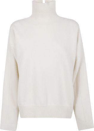 Jil Sander Womens High Neck Long Sleeves Padded Details Jumper - Ivory Wool - Size EU 36 (Womens)