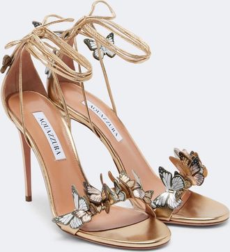 Aquazzura Papillon 105 appliqu&eacute; leather sandals