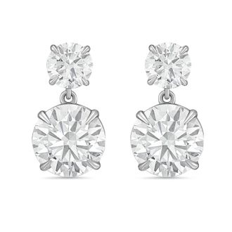Diana M. Jewels 14KT WG 10.00 Ct TW of Lab grown round diamonds drop earrings
