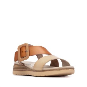 Xti Womens Cross Strap Wedge Sandals In Beige