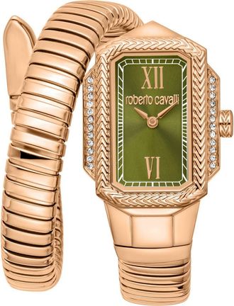 Roberto Cavalli Vera Snake Wraparound Bracelet Watch, 22mm x 32mm in Rose Gold at Nordstrom Rack