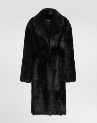 Dolce & Gabbana Long-haired Shearling Coat - Man Coats And Jackets Black 54