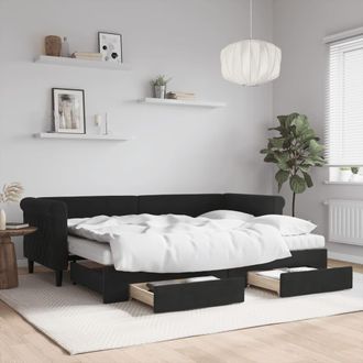 vidaXL Vidaxl - Sof&aacute; Cama Nido Con Cajones Terciopelo Negro 80x200 Cm