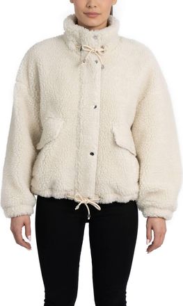 Love Token Amari Teddy Faux Fur Jacket In Beige