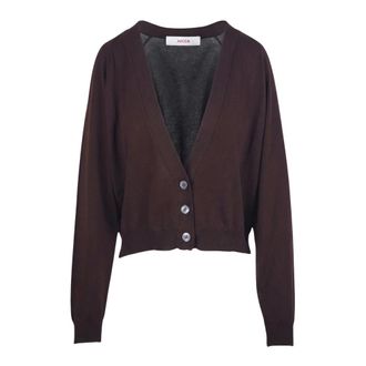 Jucca Cardigans, female, Brown, Size: XS Raglan V-neck Cardigan