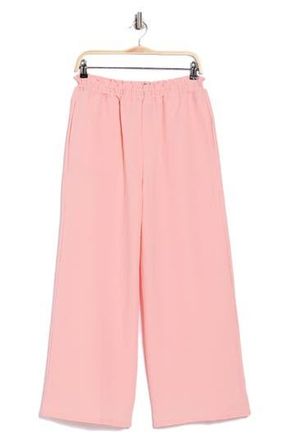 Bobeau Ruffle Pull-On Ankle Wide Leg Pants in Coral Pink at Nordstrom Rack, Size X-Large