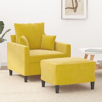 vidaXL Sill&oacute;n Con Taburete Terciopelo Amarillo 60 Cm Vidaxl