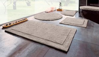 My Home Badematte »Kapra, Badvorleger, Badezimmer Teppich« Höhe 14 mm beidseitig nutzbar fussbodenheizungsgeeignet strapazierfähig mit Bordüre, Badteppich, Ba