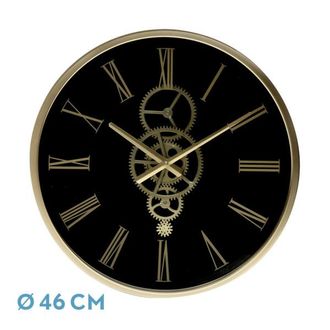 Fabrilamp Fabrilamp - Reloj De Pared Duque Negro Oro 46x46x7 Cm Engranajes Con Movimiento