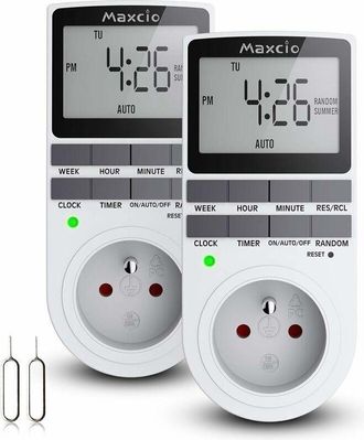 OEM Enchufes Digitales Programables (paquete De 2) Con Temporizador Digital Diario/semanal, Pantalla Lcd, Modo Aleatorio Antirrobo, Ahorro De Energ&iacute;a, 16 