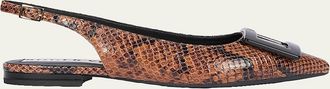 Roger Vivier Gommettine Croc-Embossed Leather Slingback Ballerina Flats