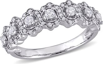 Mimi & Max 1/2ct TW Diamond Halo Semi-Eternity Ring 10k White Gold