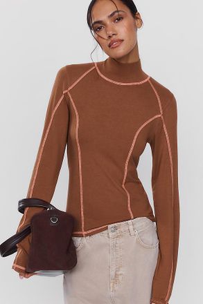 Pilcro Seamed Turtleneck Top
