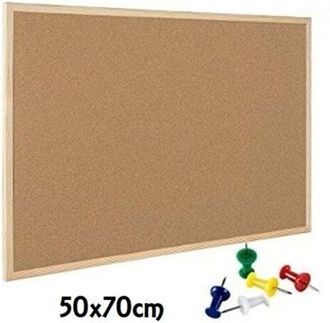 Trade Shop Trade Shop - Pizarra De Bolet&iacute;n De Corcho De Pizarra Con Marco De Madera 50x70cm Notas De Fotos + Pines