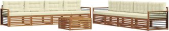 vidaXL Conjunto De Sof&aacute;s De Exterior 9 Uds. Natural Y Crema Vidaxl