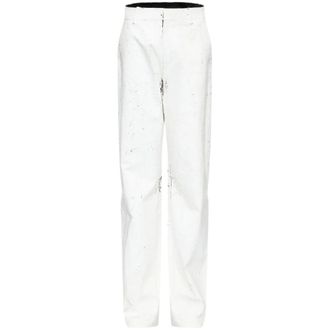 Maison Margiela Straight Trousers, female, White, Size: 2XS Painted Tailored Trousers
