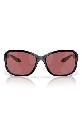 Costa Seadrift 60mm Polarized Square Sunglasses in Black /Rose 580G at Nordstrom