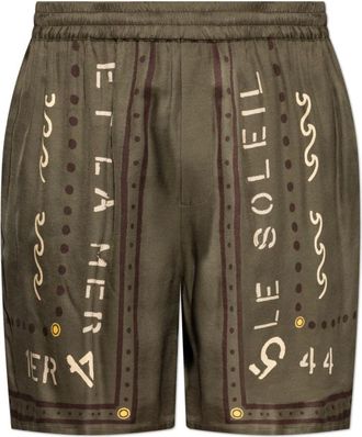 Balmain Casual Shorts, male, Green, Size: XL Bermuda Shorts With Club Print