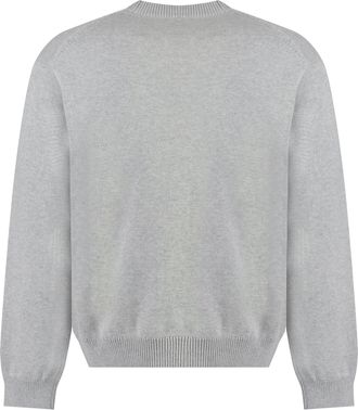 Kenzo Mens Wool-Blend Crew-Neck Sweater Grey Sweatshirts