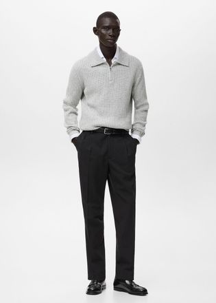 Mango Pullover misto lana zip grigio chiaro vigor&eacute; - Uomo - XXL - MANGO MAN