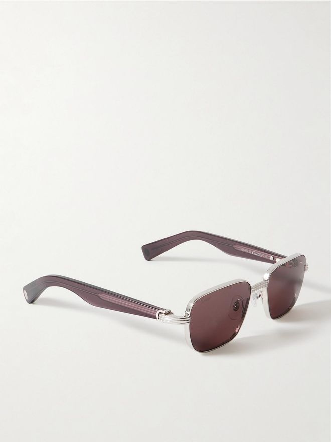 Cartier Occhiali Da Sole In Acetato E Metallo Argentato Con