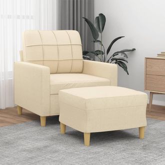 vidaXL Sill&oacute;n Con Taburete Tela Crema 60 Cm Vidaxl