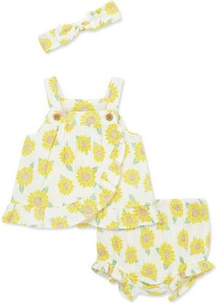 Little Me Sunflower Top, Shorts & Headband Set in Yellow at Nordstrom, Size 12M