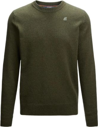 K-Way Zwaar Gebreide Trui - Heren - Ronde hals truien - Groen - 2XL - Wol - Truien & Vesten